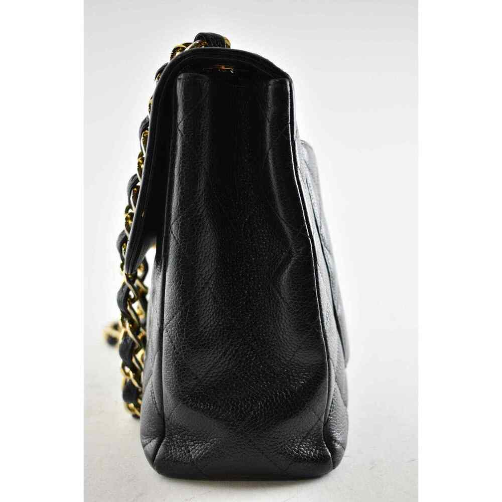 Chanel Vintage Black Caviar Gold 24K Jumbo Flap CC Logo Shoulder Crossbody Bag - Picture 8 of 12